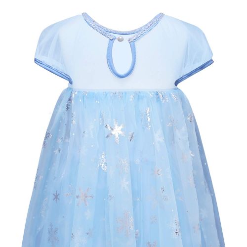  LENSEN Tech Girls Sequin Princess Elsa Costume Halloween Snow Queen Dress up