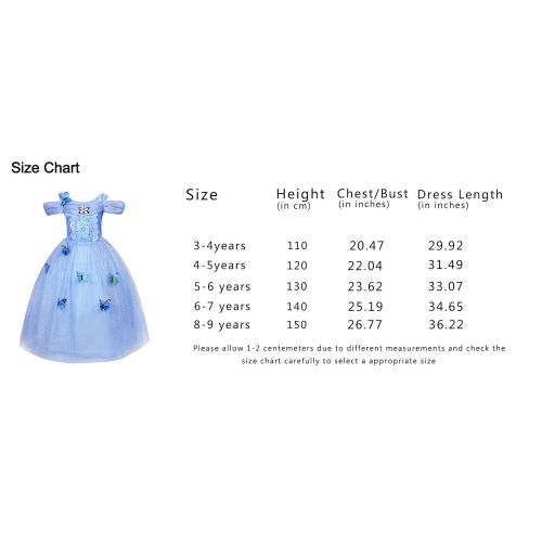  LENSEN Tech Little Girl Princess Cinderella Costume Butterfly Cosplay Blue Dress