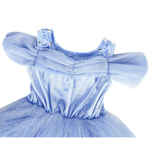  LENSEN Tech Little Girl Princess Cinderella Costume Butterfly Cosplay Blue Dress