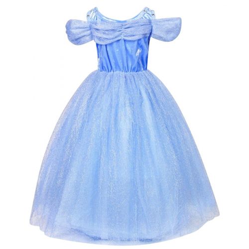  LENSEN Tech Little Girl Princess Cinderella Costume Butterfly Cosplay Blue Dress