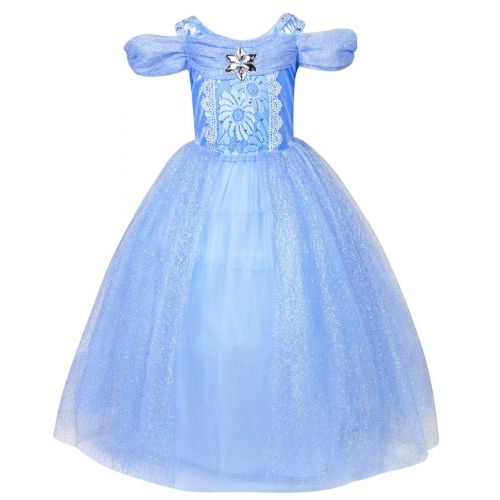  LENSEN Tech Little Girl Princess Cinderella Costume Butterfly Cosplay Blue Dress