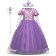 LENSEN Tech Princess Rapunzel Dress Cosplay Party Long Sleeve Costume