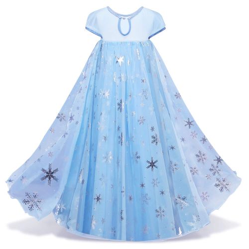  LENSEN Tech Girls Sequin Princess Elsa Costume Halloween Snow Queen Dress up