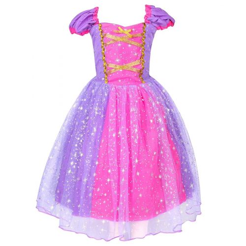  LENSEN Tech Princess Rapunzel Costume Baby Girls Dress with Crown Mace