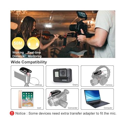  LENSGO Wireless Lavalier Microphone System, LWM-308C 30-Channel UHF Professional Omnidirectional Wireless Lapel Mic for Canon Nikon DSLR Camera Smartphone Camcorder Interview Video Recording (RX+TX)