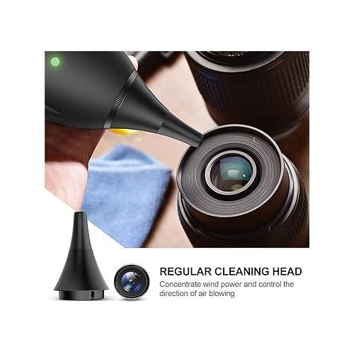  LENSGO Electric Air Blower, Compressed Air Duster for Camera Lens Screen Surface Gap, Handheld Vacuum Cleaner Cordless Electric Duster SLR Camera Cleaning Kit Rechargeable Mini Air Blow(Black)