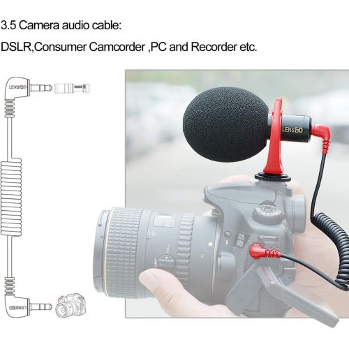  Phone Camera Microphone, LENSGO LWM-DMM1 Cardioid Directional External Universal Shotgun Video Mic with Shock Mount/Windscreen for Android iPhone Smartphone Canon Nikon DSLR Camera