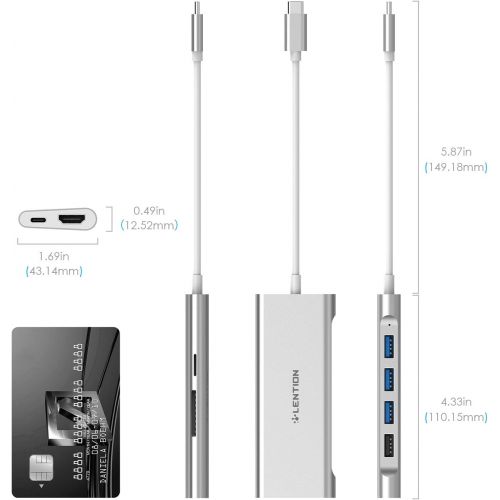  [아마존 핫딜] LENTION USB C Multi-Port Hub with 4K HDMI, 4 USB-A, Card Reader, Type C Charging Adapter Compatible MacBook Pro 13/15/16 (Thunderbolt 3), Mac Air 2018 2019, Surface Book 2/Go, More