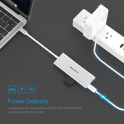  [아마존 핫딜] LENTION USB C Multi-Port Hub with 4K HDMI, 4 USB-A, Card Reader, Type C Charging Adapter Compatible MacBook Pro 13/15/16 (Thunderbolt 3), Mac Air 2018 2019, Surface Book 2/Go, More