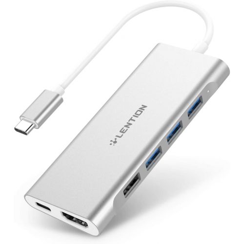  [아마존 핫딜] LENTION USB C Multi-Port Hub with 4K HDMI, 4 USB-A, Card Reader, Type C Charging Adapter Compatible MacBook Pro 13/15/16 (Thunderbolt 3), Mac Air 2018 2019, Surface Book 2/Go, More