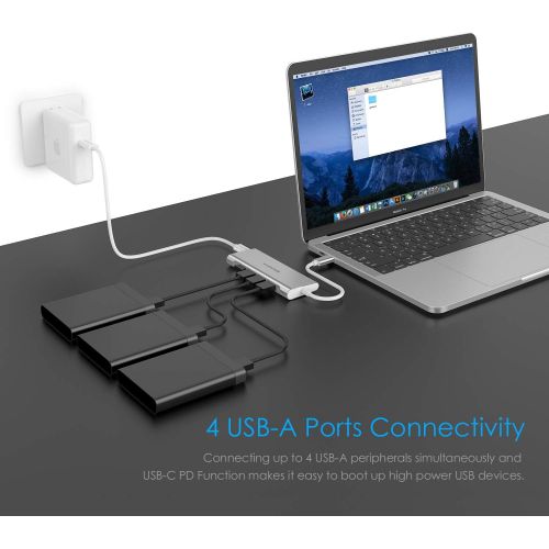  [아마존 핫딜] LENTION USB C Multi-Port Hub with 4K HDMI, 4 USB-A, Card Reader, Type C Charging Adapter Compatible MacBook Pro 13/15/16 (Thunderbolt 3), Mac Air 2018 2019, Surface Book 2/Go, More