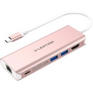 LENTION USB-C Digital AV Multiport Hub with 4K HDMI, 2 USB 3.0, Card Reader, Type C Charging, Gigabit Ethernet Adapter Compatible MacBook Pro 1315 (Thunderbolt 3), 2018 MacBook Ai