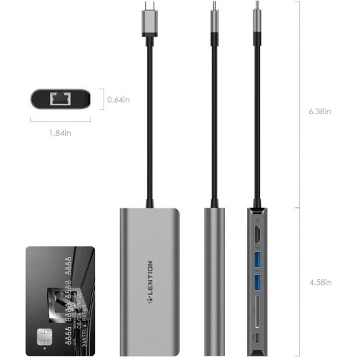  LENTION USB-C Digital AV Multiport Hub with 4K HDMI, 2 USB 3.0, Card Reader, Type C Charging, Gigabit Ethernet Adapter Compatible MacBook Pro 1315 (Thunderbolt 3), 2018 MacBook Ai