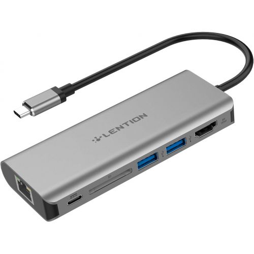  LENTION USB-C Digital AV Multiport Hub with 4K HDMI, 2 USB 3.0, Card Reader, Type C Charging, Gigabit Ethernet Adapter Compatible MacBook Pro 1315 (Thunderbolt 3), 2018 MacBook Ai