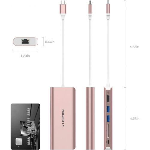  LENTION USB-C Digital AV Multiport Hub with 4K HDMI, 2 USB 3.0, Card Reader, Type C Charging, Gigabit Ethernet Adapter Compatible MacBook Pro 1315 (Thunderbolt 3), 2018 MacBook Ai