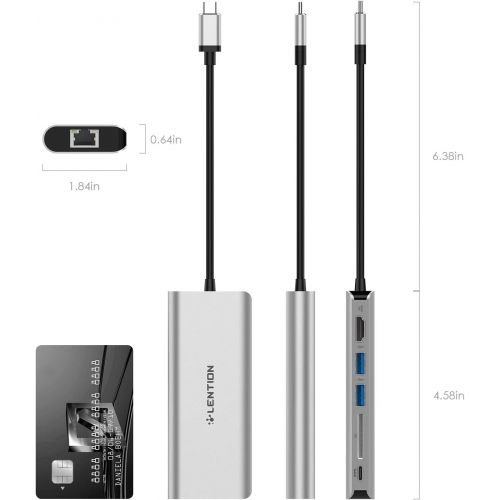  LENTION USB-C Digital AV Multiport Hub with 4K HDMI, 2 USB 3.0, Card Reader, Type C Charging, Gigabit Ethernet Adapter Compatible MacBook Pro 1315 (Thunderbolt 3), 2018 MacBook Ai