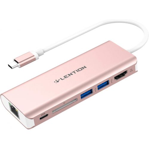  LENTION USB-C Digital AV Multiport Hub with 4K HDMI, 2 USB 3.0, Card Reader, Type C Charging, Gigabit Ethernet Adapter Compatible MacBook Pro 1315 (Thunderbolt 3), 2018 MacBook Ai