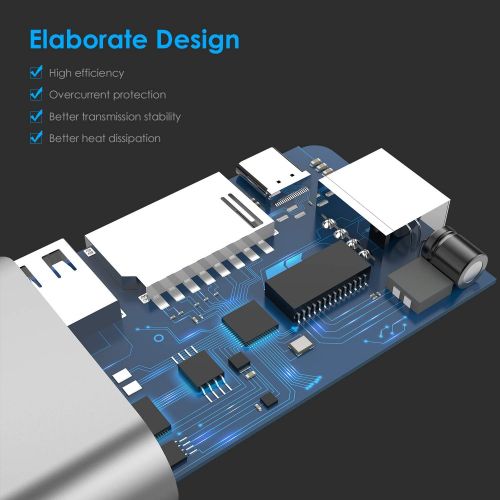  LENTION USB-C Digital AV Multiport Hub with 4K HDMI, 2 USB 3.0, Card Reader, Type C Charging, Gigabit Ethernet Adapter Compatible MacBook Pro 1315 (Thunderbolt 3), 2018 MacBook Ai