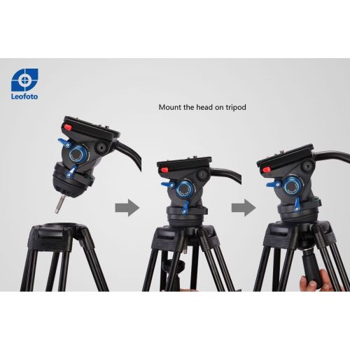  LEOFOTO VT-20 Tall Video Tripod +LF-75 75mm Fluid Drag Head Manfrotto Compatible 75 Bowl