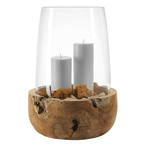  LEONARDO HOME Leonardo 084416Glas transparent, Holz, Holz Kerzenhalter