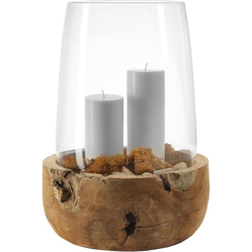  LEONARDO HOME Leonardo 084416Glas transparent, Holz, Holz Kerzenhalter