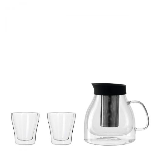  LEONARDO HOME Leonardo Duo Teekanne, 1,3 l, Hoehe 16,4 cm, handgefertigt, hitzebestandiges Glas und Edelstahl, 029768