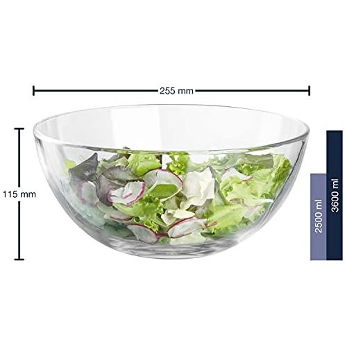  LEONARDO Cucina 066328 Round Glass Bowl Dishwasher-Safe Salad Bowl 255 mm