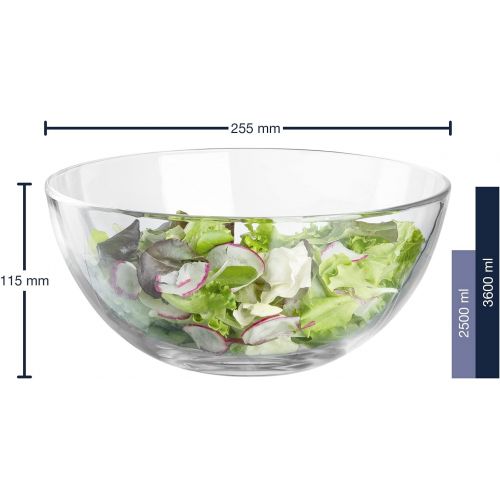  LEONARDO Cucina 066328 Round Glass Bowl Dishwasher-Safe Salad Bowl 255 mm