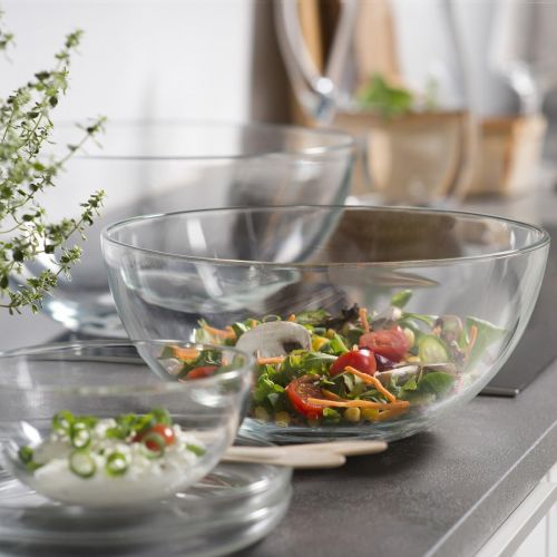  LEONARDO Cucina 066328 Round Glass Bowl Dishwasher-Safe Salad Bowl 255 mm