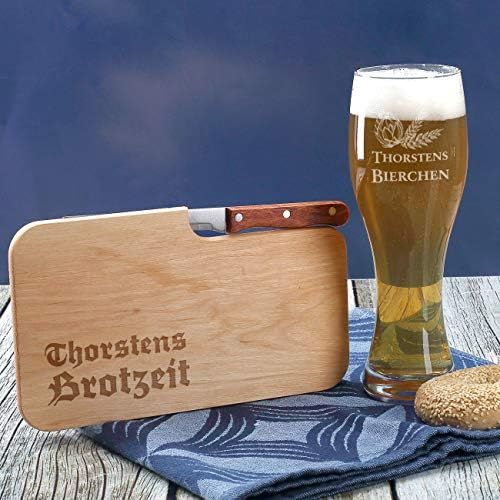  [아마존베스트]LEONARDO HOME Leonardo wheat glass and breakfast board with engraving of the name  the ideal bread set