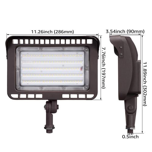  LEONLITE LED Outdoor Flood Light with Knuckle Mount, 100W (1000W Eqv.) 11,000lm Super Bright Wall Washer Security Light, CRI90+, IP65 Waterproof, 5000K Daylight, for Yard/Parking L