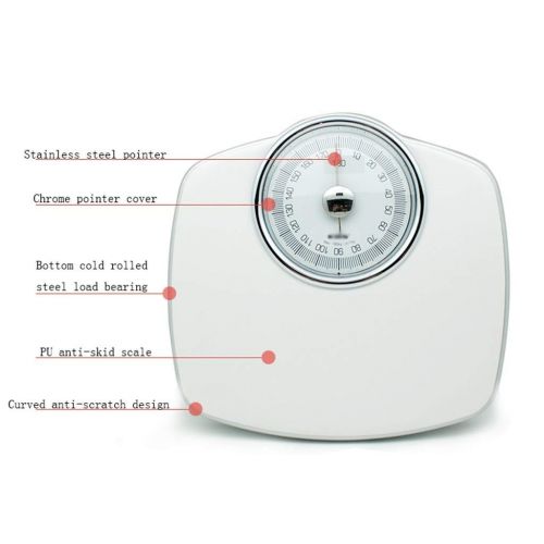 LEOO Extra-Large Dial Analog Precision Bathroom Scale, Analog Bath Scale - Measures Weight Up to 180KG. (Color : White)