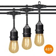 LEPOWER 49Ft String Lights, 2W LED Bulbs 10 Sockets Patio Lights, IP 65 Waterproof Outdoor Hanging Lights for Commercial, Cafe, Backyard, Patio, Deck, Garden, Porch, Market (49Ft)