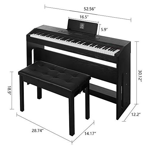  [아마존베스트]Digital Piano,Les Ailes de la Voix 88 Key Electric Piano Home Piano Electric Keyboard for Beginner Adults with 3 Pedal Board,Music Stand,Power Adapter, Headphone,Instruction Book B