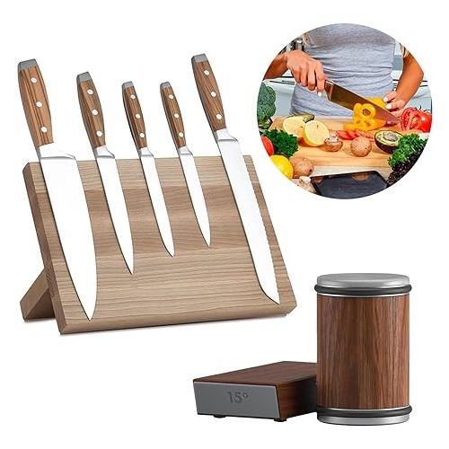  LESHP Rolling Knife Sharpener Tool, Roller Edge Countertop Knife Sharpener Kit Set Industrial Diamond Kitchen Knife Stone Set for Steel of Any Hardness and Two Grinding Angles of 15° and 20° (brown)