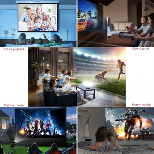  1500 Lumens LCD Mini Projector,LESHP LED Video Projector Home Projector with Free HDMI Support 1080P for Home Cinema Theater TV Laptop Game SD iPad iPhone Android Smartphone,Black
