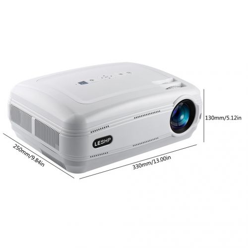  Video Projector, LESHP LCD Projector HD 1080P 3200 Luminous Movie Projector Support HDMI USB SD Card VGA AV for Home Cinema Theater TV Laptop Game SD iPad iPhone TV Box Android Sma