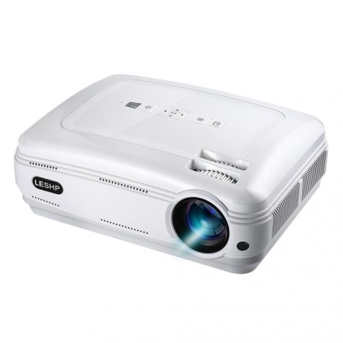  Video Projector, LESHP LCD Projector HD 1080P 3200 Luminous Movie Projector Support HDMI USB SD Card VGA AV for Home Cinema Theater TV Laptop Game SD iPad iPhone TV Box Android Sma