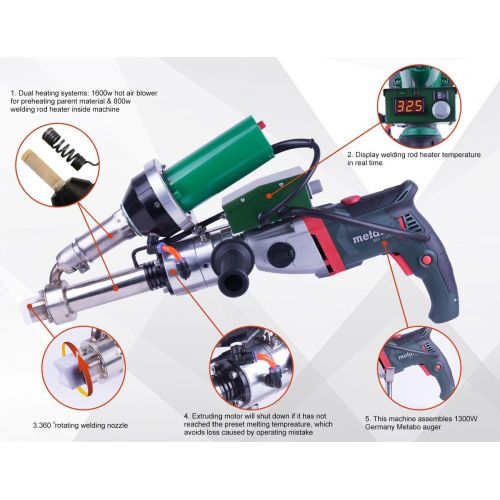  LESITE Hand Extruder Plastic Repair Seam Welder Extrusion Welding Gun