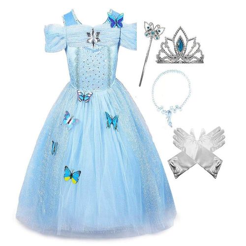  LET'S GO! DIMY Princess Belle Off Shoulder Layered Costume Dress for Girls - Best Gifts