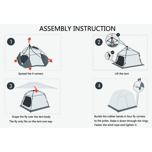  LETHMIK Backpacking Tent, Instant Automatic pop up Tent, 2-3 Person, Waterproof Lightweight Double Layer Camping Tent for Outdoor Hunting, Hiking, Climbing, Travel