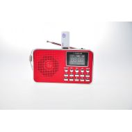 LETING Portable Mini USB AM/FM Radio Speaker Music Player Micro TF/SD Card for PC iPod Phone (L-938B AW Red)