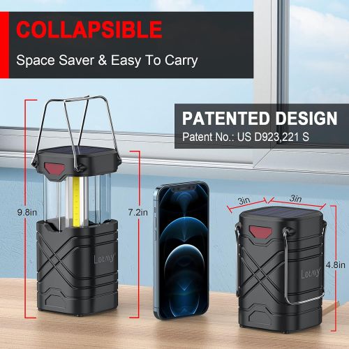  LETMY 4 Pack Camping Lantern, Rechargeable LED Lanterns, Solar Lantern Battery Powered Hurricane Lantern Flashlights with 3 Powered Ways & USB Cable for Emergency, Power Outage, Hu