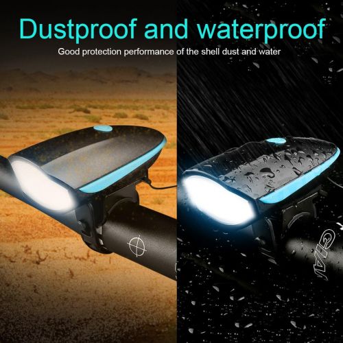  LETOUR Bike Light with Loud Bike Horn, Rechargeable Bicycle Light Waterproof Cycling Lights, Bicycle Light Front with Loud Sound Siren, 3 Lighting Modes 5 Sounds