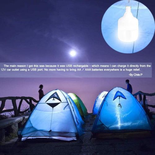  Camping Lantern LETOUR Dimmable LED Light Bulb 5 Lighting Modes USB Rechargeable Hanging Tent Light 4800 Lumen Portable Emergency Lantern Outdoor Light Bulb for Camping/Hiking/Gard