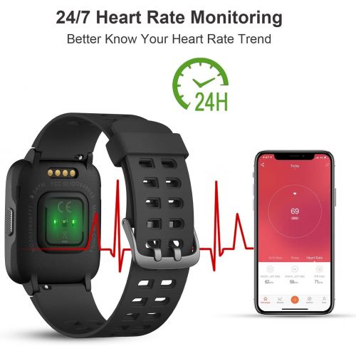  [아마존 핫딜]  [아마존핫딜]LETSCOM Fitness Tracker with Heart Rate Monitor, Activity Tracker, Step Counter, Sleep Monitor, Calorie Counter, 1.3 Touch Screen Smart Watch, 5ATM Waterproof Pedometer Watch for K
