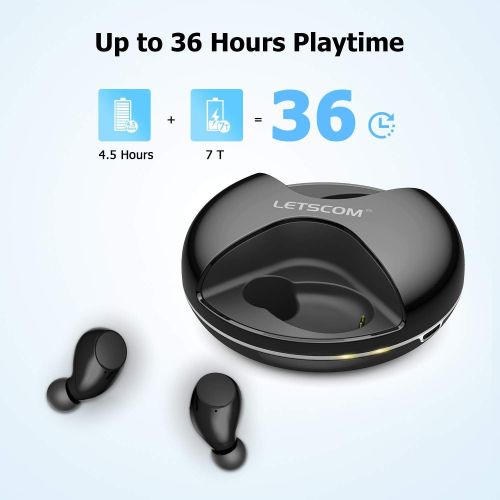  [아마존 핫딜]  [아마존핫딜]LETSCOM Letscom True Wireless Earbuds, Bluetooth 5.0 Headphones, IPX5 Waterproof Workout Sports Earphones for Running, Mini Headphones with HD Stereo Sound, Built-in Mic, Charging Case, 36