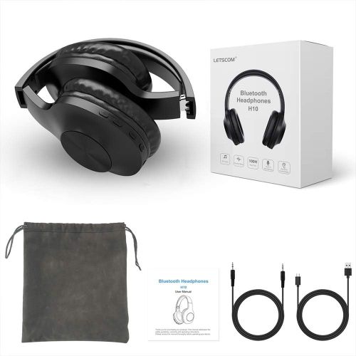  [아마존 핫딜]  [아마존핫딜]LETSCOM Bluetooth Headphones, Letscom Wireless Headphones Over Ear with Hi-Fi Sound Mic Deep Bass, 100 Hours Playtime and Soft Memory Protein Earpads for Travel Work TV PC Cellphone - Blac