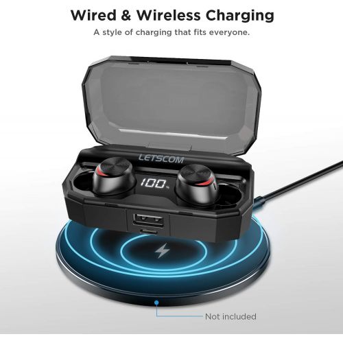  [아마존핫딜][아마존 핫딜] LETSCOM Letscom Wireless Earbuds, Bluetooth 5.0 Headphones IPX6 Sweat Proof, 80 Hours Playtime with Wireless Charging Case, HD Stereo Built-in Mic in-Ear Sports Earphones for Running Gym W