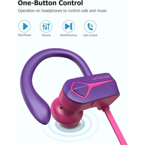  [아마존 핫딜] LETSCOM Letscom Bluetooth Headphones, 15Hrs Playtime Wireless 5.0 Earbuds IPX7 Waterproof Sport Running in-Ear Headsets w/Mic Stereo Sound Noise Cancelling - Upgraded Version